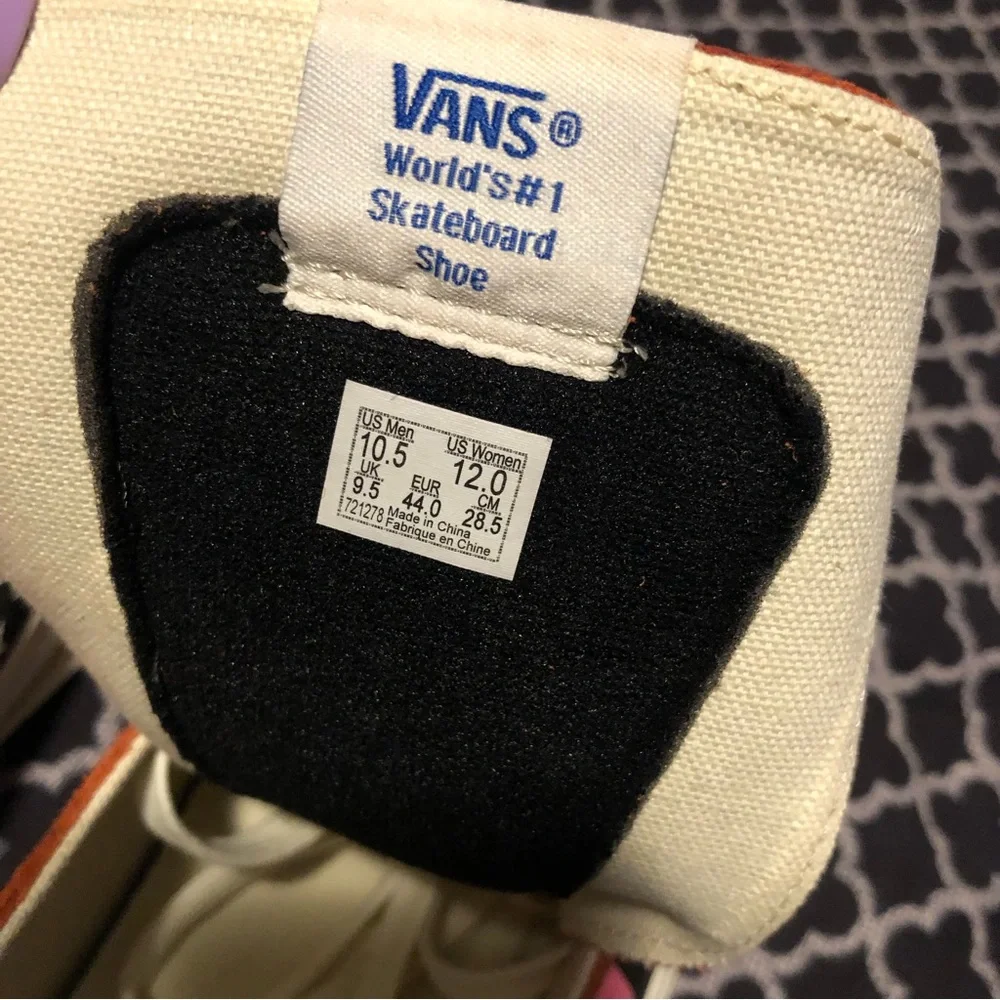 Vans Off The Wall High Top SK8-Hi Shoes Pink Checkered Blue Stars Mens Sz 10.5